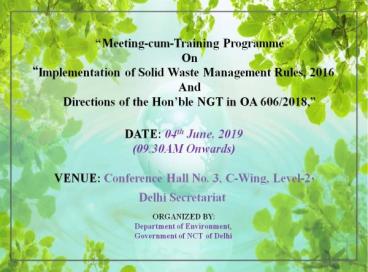 Implementation of Solid Waste Mgmt Rules 2016